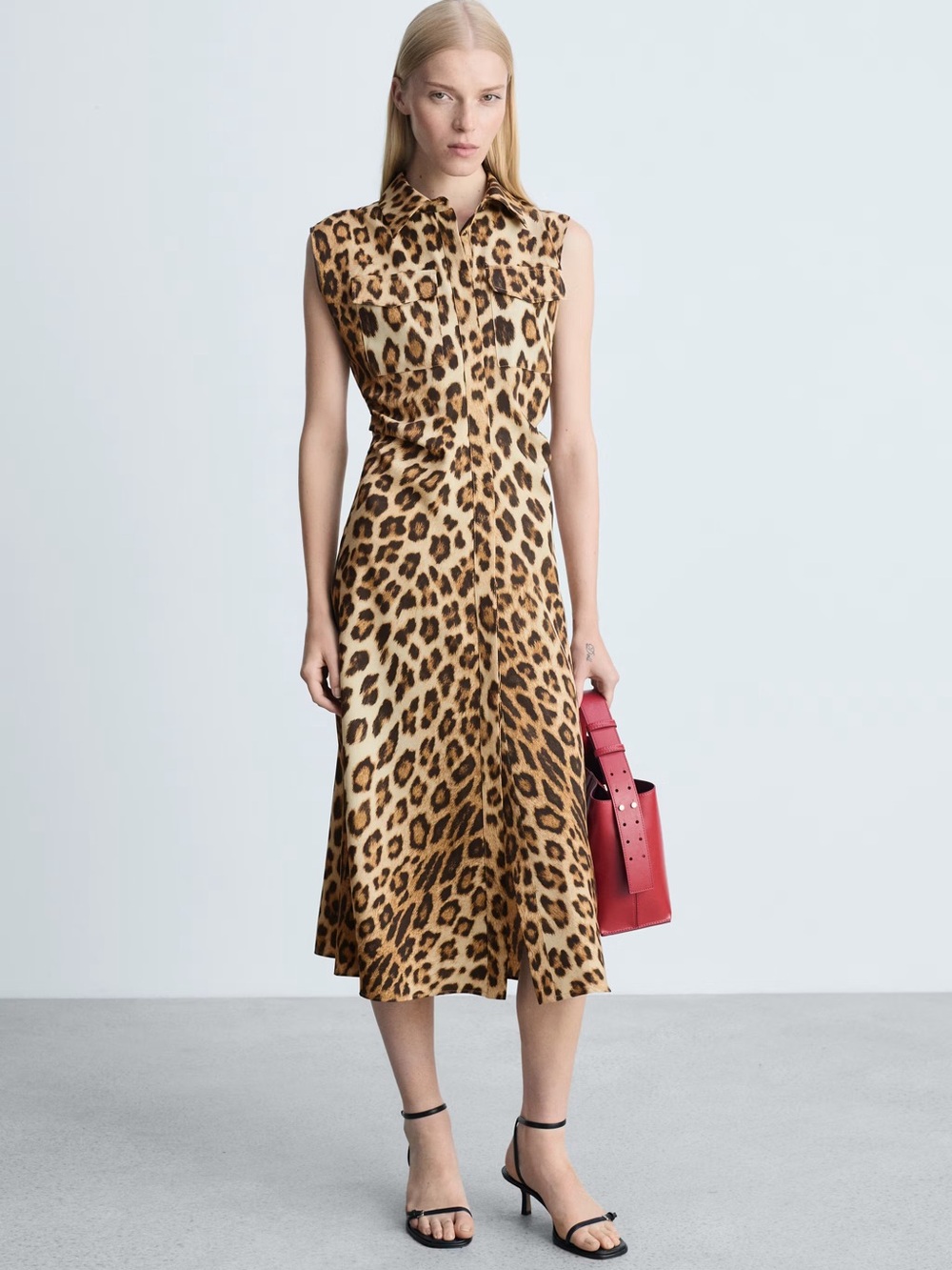 Mango Brown leopard-print shirt dress NWT